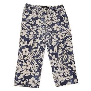 Bill Blass Womens Perfect Fit Hawaiian Floral Print High-Rise Capris Size 10 EUC